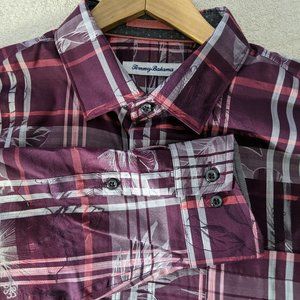 Tommy Bahama Mens Large Multi colored Floral Hawaiian Shirt Long Sleeve